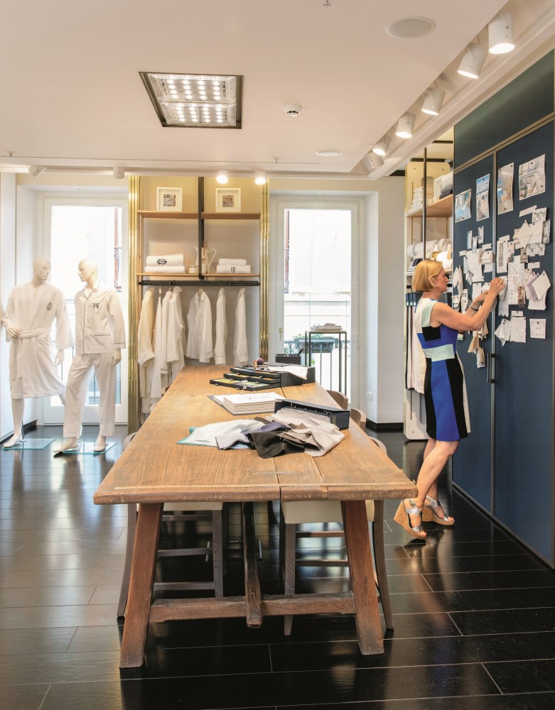 Andrea Warden in Frette’s Milan store