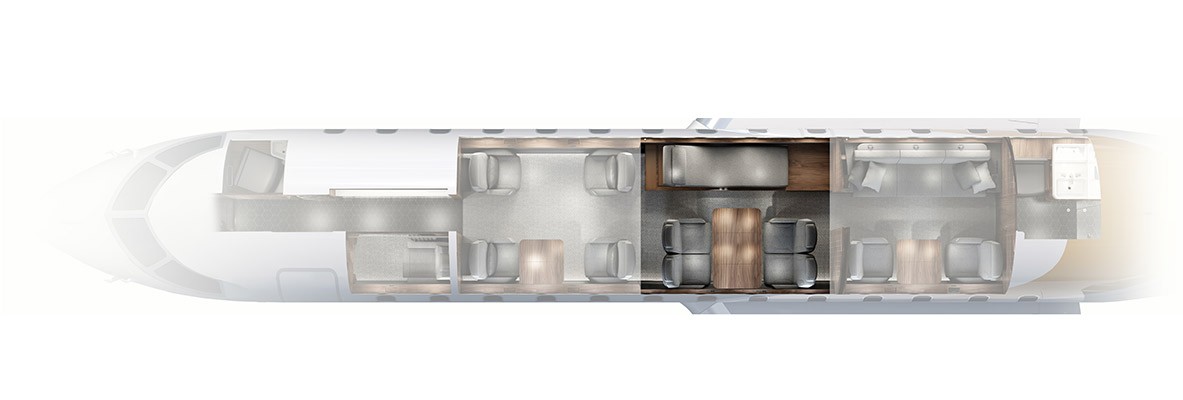 The Nuage chaise floor plan - Global 6500